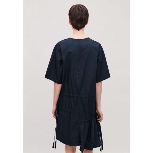 COS Navy Blue Asymmetric Dress With Drawstrings 44/M - Picture 7 of 7